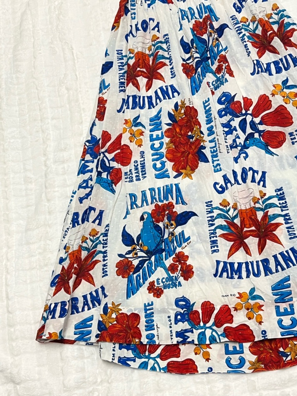 FARM RIO X Anthropologie White and Blue Cotton Floral Smocked Sundress size M - Picture 7 of 8